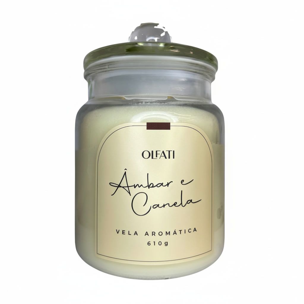 Olfati Candle - Vela Aromática 610g - Âmbar e Canela