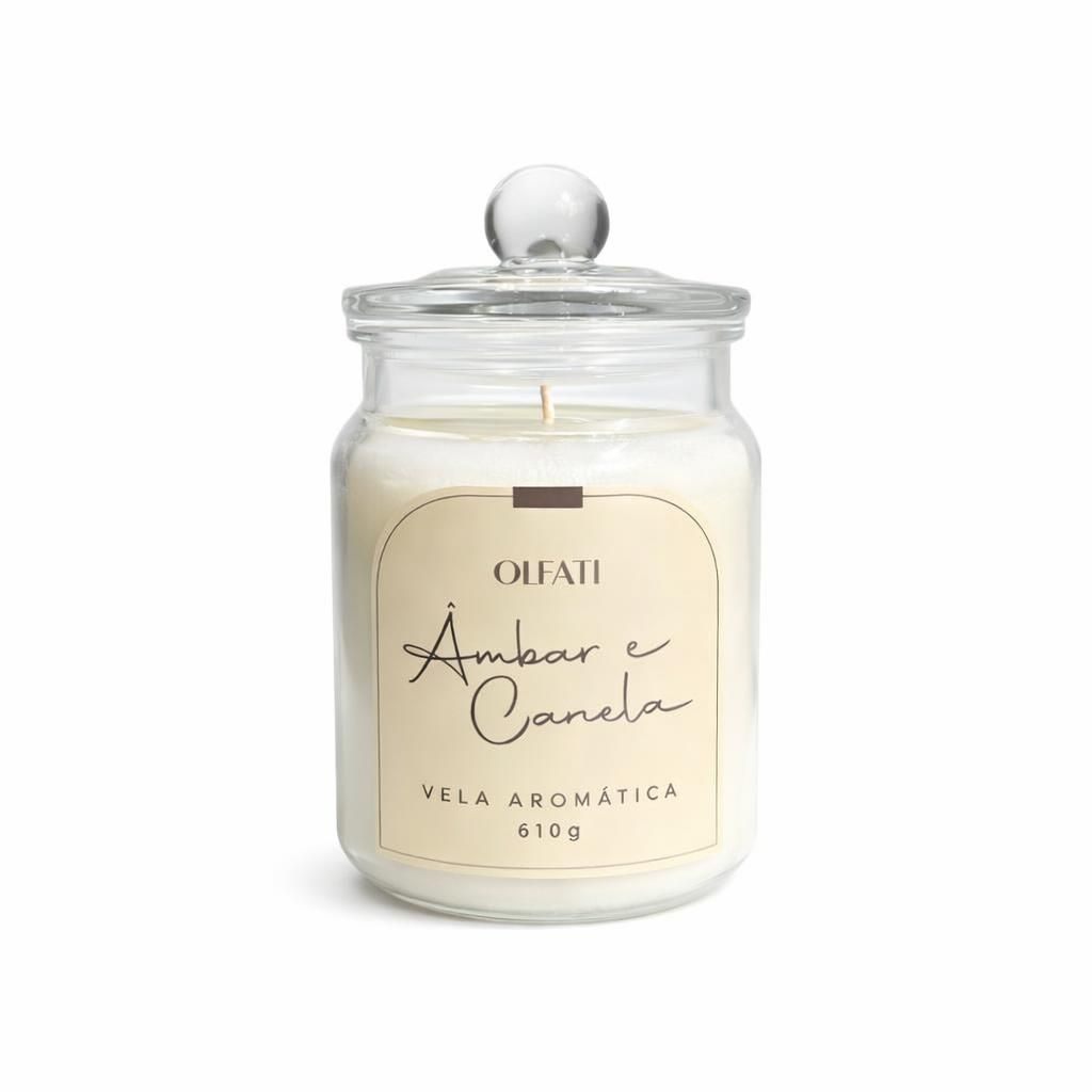 Olfati Candle - Vela Aromática 610g - Âmbar e Canela