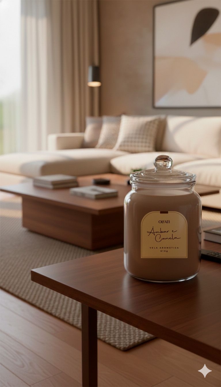 Olfati Candle - Vela Aromática 610g - Âmbar e Canela