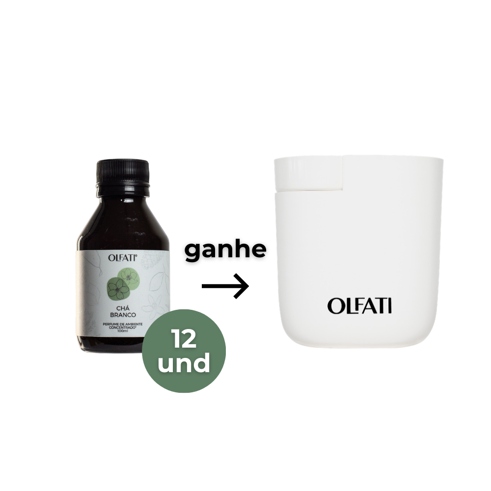 12 Refis de 100ml - Chá Branco - Ganhe 1 Olfati Mini Branco