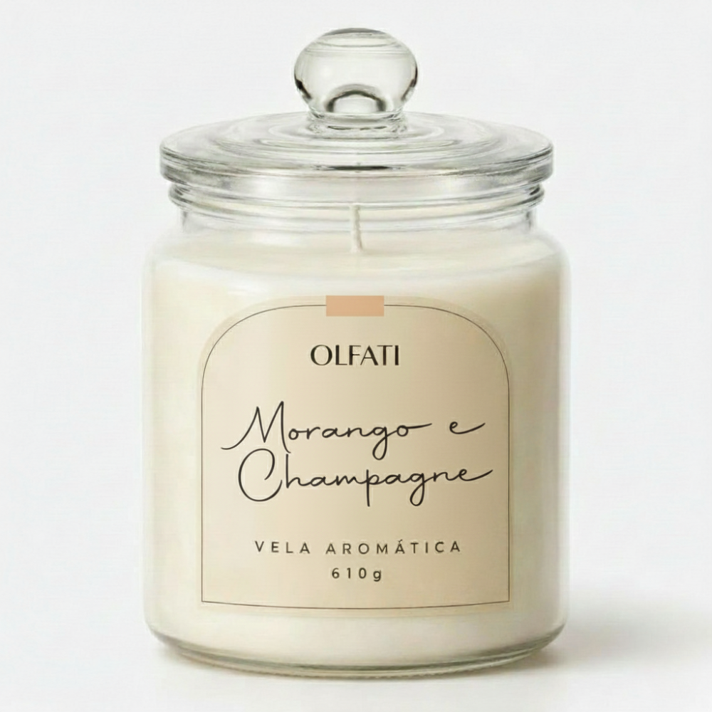 Olfati Candle - Vela Aromática 610g - Morango e Champagne