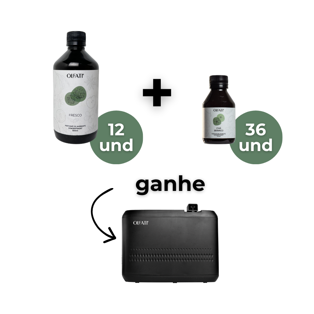 12 Refis de 500ml + 36 refis de 100ml - Chá Branco - Ganhe 1 Olfati Master Preto
