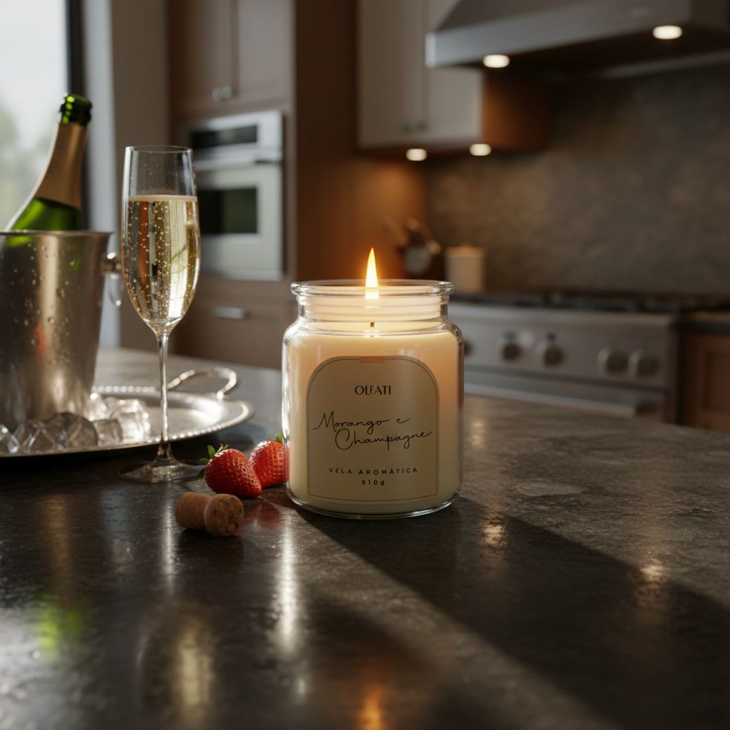 Olfati Candle - Vela Aromática 610g - Morango e Champagne