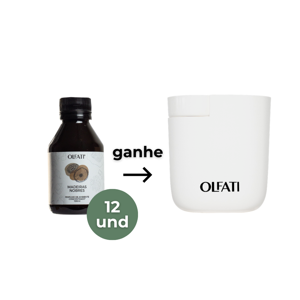 12 Refis de 100ml - Madeiras Nobres - Ganhe 1 Olfati Mini Branco