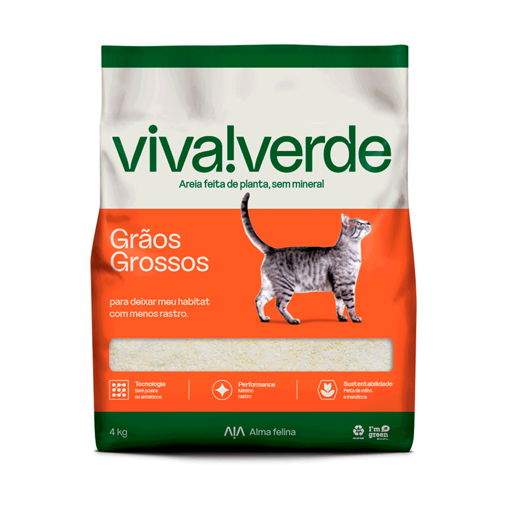 Areia Higiênica Viva Verde Grãos Grossos 4kg