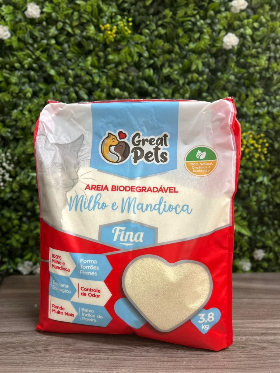 Areia Great Pet Biodragradável Fina 3,8kg