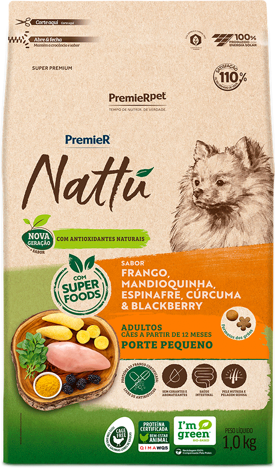PR NATTU CÃES AD RÇ PEQ MANDIOQUINHA 1KG