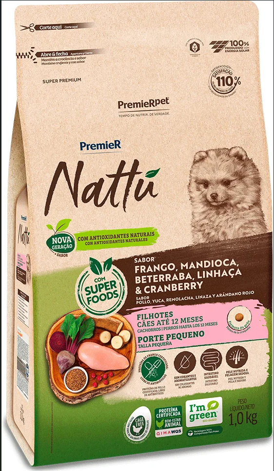 PR NATTU CÃES FIL RÇ PEQ MANDIOCA 1KG