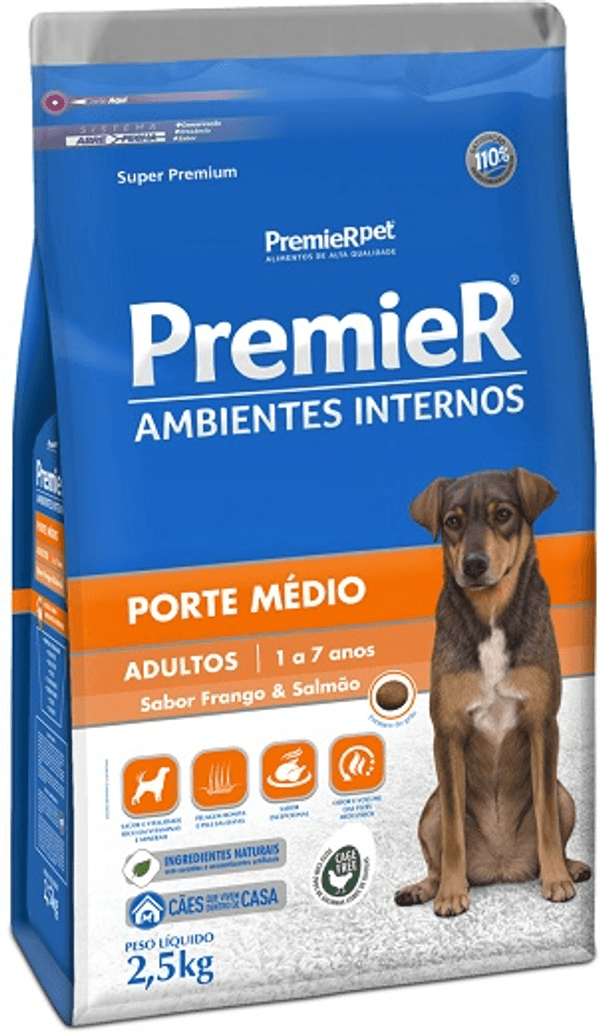 PREMIER AMBIENTE INTER CÃE ADULT MÉDIO PORTE 2,5 KG