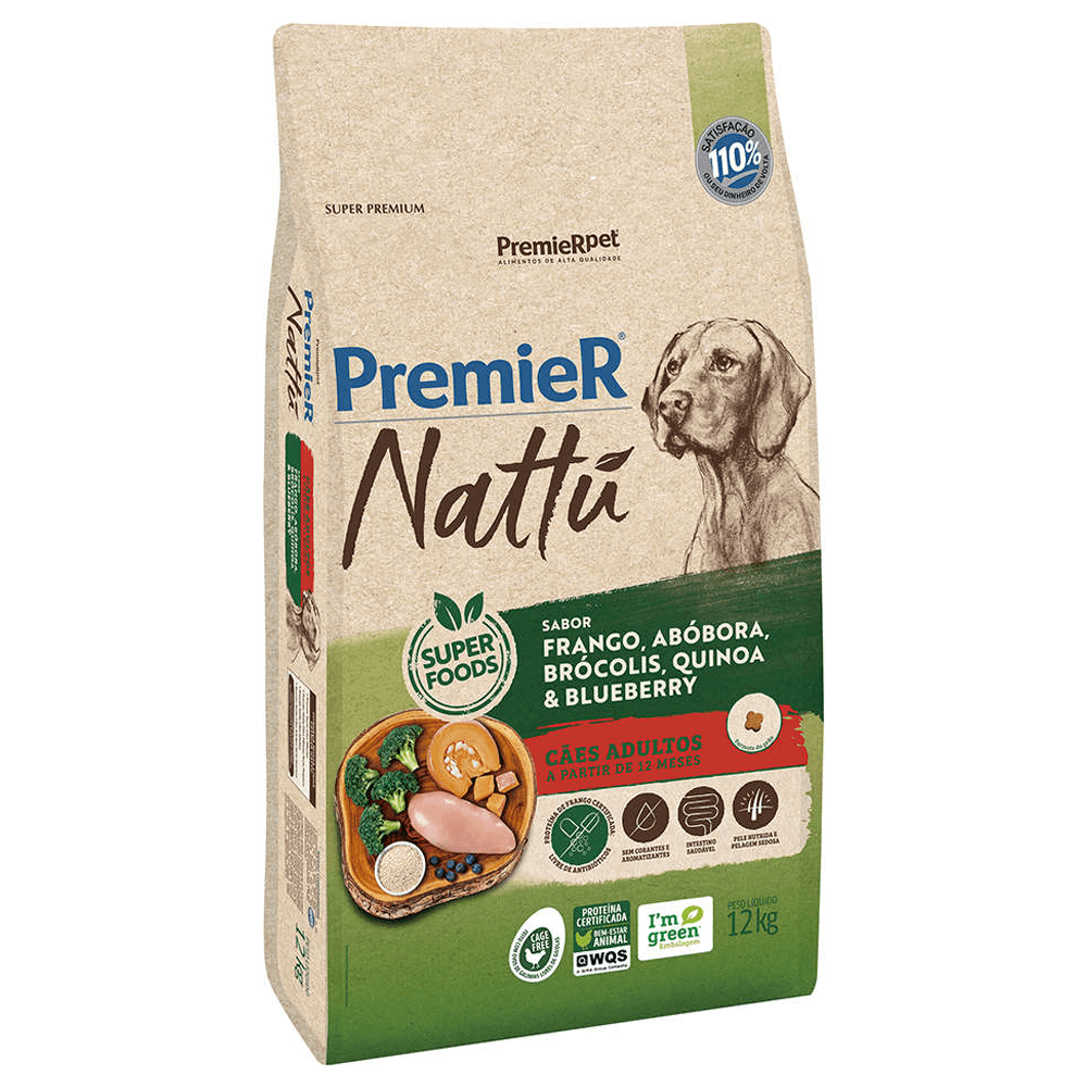 PREMIER NATTU CAES ADULTOS ABÓBORA 12KG