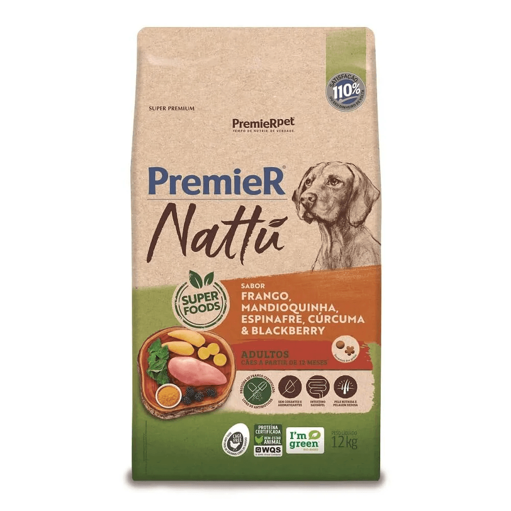 PREMIER NATTU CAES ADULTO MANDIOQUINHA 12KG