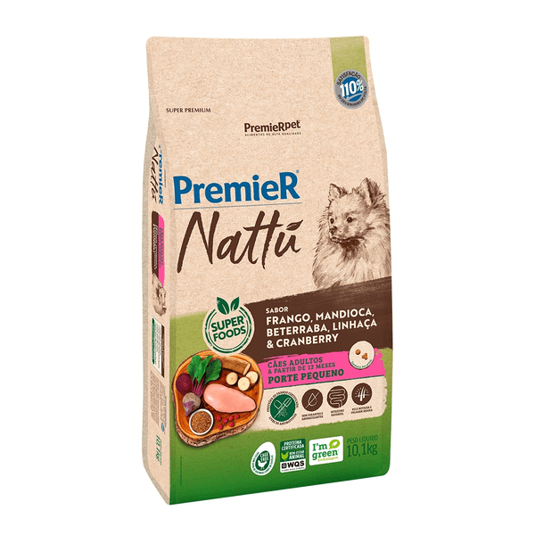 PREMIER NATTU CAES ADULTOS PEQUENO PORTE MANDIOCA 10,1KG