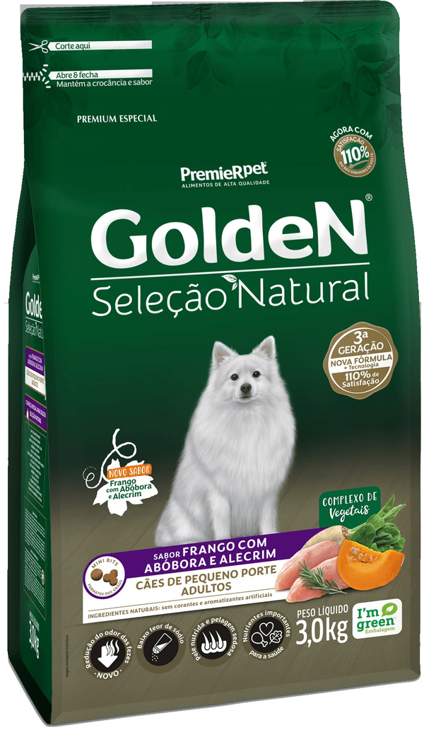GOLDEN CAES SELECAO NATURAL AD RAÇAS PEQ. ABOBORA 3KG