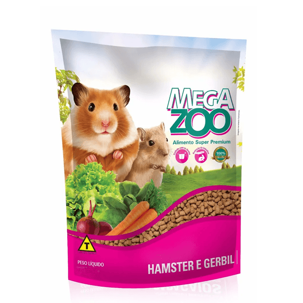 RACAO EXTRUSADA MEGAZOO HAMSTER E GERBIL 300G