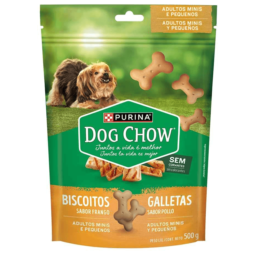 BISCOITO DOG CHOW CAES MINI E PQ FRANGO 500G