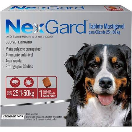 NEXGARD 6G 25 A 50KG - (1 COMPRIMIDO FRACIONADO DA CX ORIGINAL COM 3)