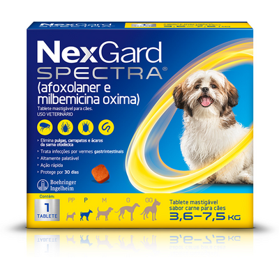 NEXGARD SPECTRA 2,5 A 7,5KG - (1 COMPRIMIDO FRACIONADO DA CX ORIGINAL COM 3)