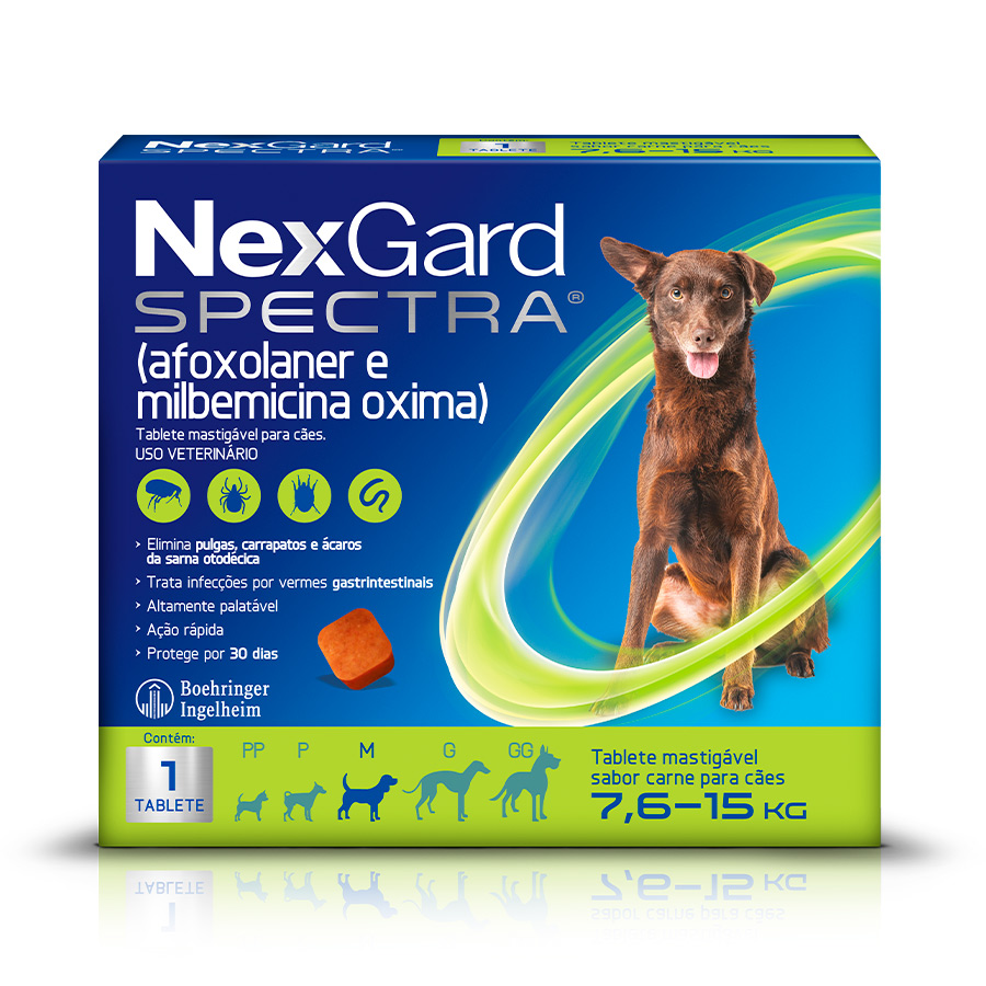NEXGARD SPECTRA 2 GR 7,6 A 15 KG - (1 COMPRIMIDO FRACIONADO DA CX ORIGINAL COM 3)