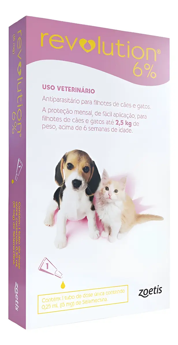 REVOLUTION 6%  0,25 ML  (GATOS ATE 2,5KG) - 1 PIPETA DA CX ORIGINAL COM 3)