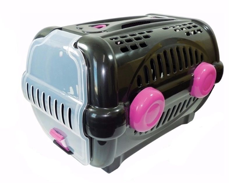 CAIXA DE TRANSP. LUXO FURACAOPET N1 - BLACK C/ ROSA