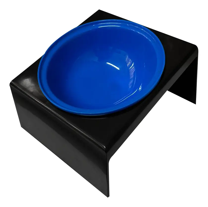 COMEDOURO PLAST. ELEVADO FURACAOPET 250 ML - AZUL