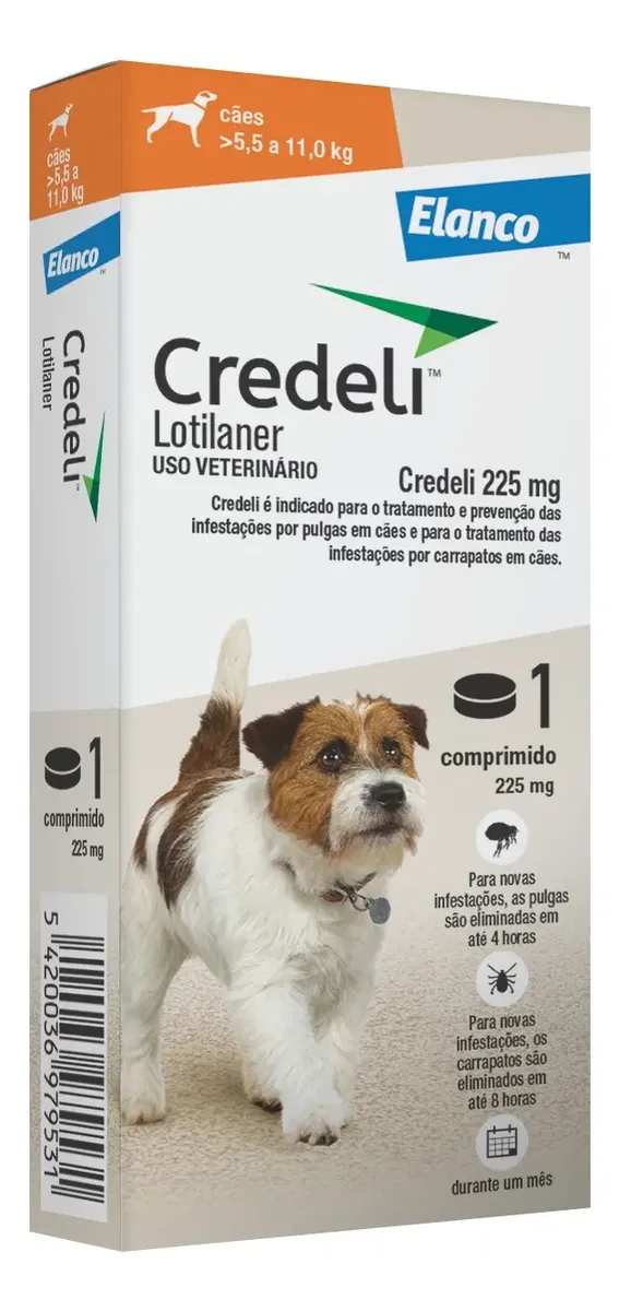 CREDELI 225 MG - 5,5 A 11 KG - (1 COMPRIMIDO FRACIONADO DA CX ORIGINAL COM 3)