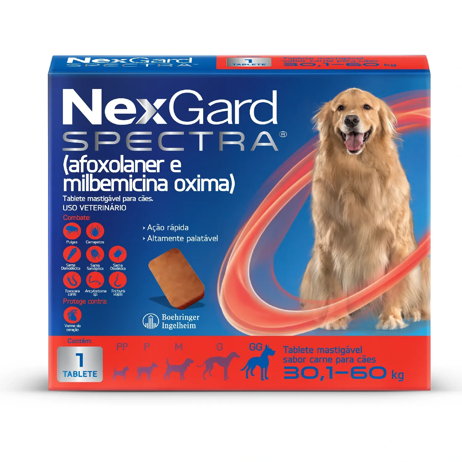 NEXGARD SPECTRA 8 GR 30,1 A 60 KG - (1 COMPRIMIDO FRACIONADO DA CX ORIGINAL COM 3)