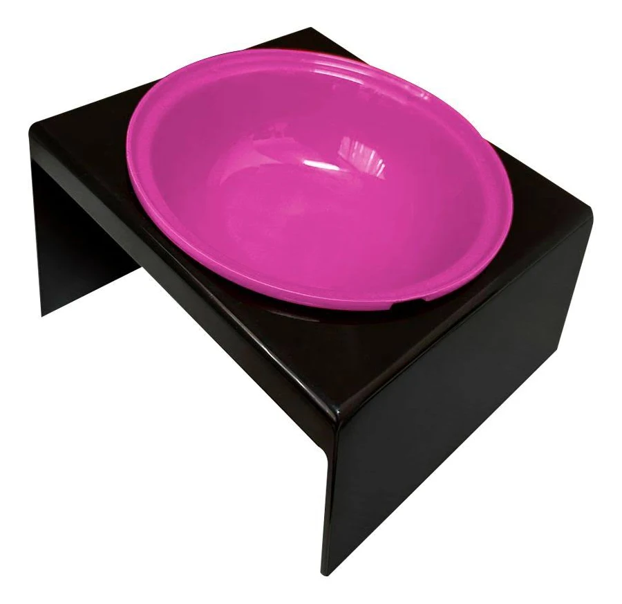 COMEDOURO PLAST. ELEVADO FURACAOPET 250 ML - ROSA