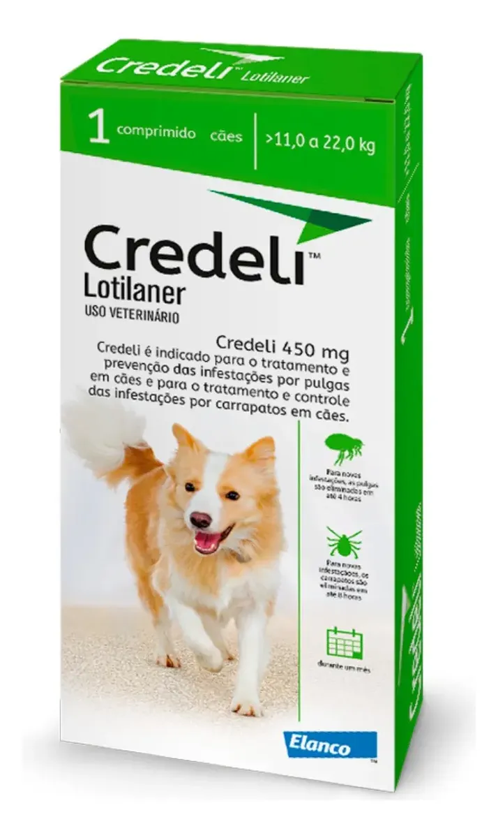 CREDELI 450 MG - 11 A 22 KG - (1 COMPRIMIDO. FRACIONADO DA CX ORIGINAL COM 3)