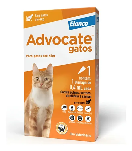 ADVOCATE GATOS COMBO 0,4ML  - 1 PIPETA DA CX ORIGINAL COM 3