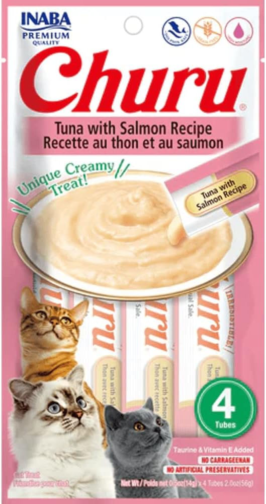 CHURU CAT ATUM E SALMÃO 56G (PACOTE C/4 UNDS)