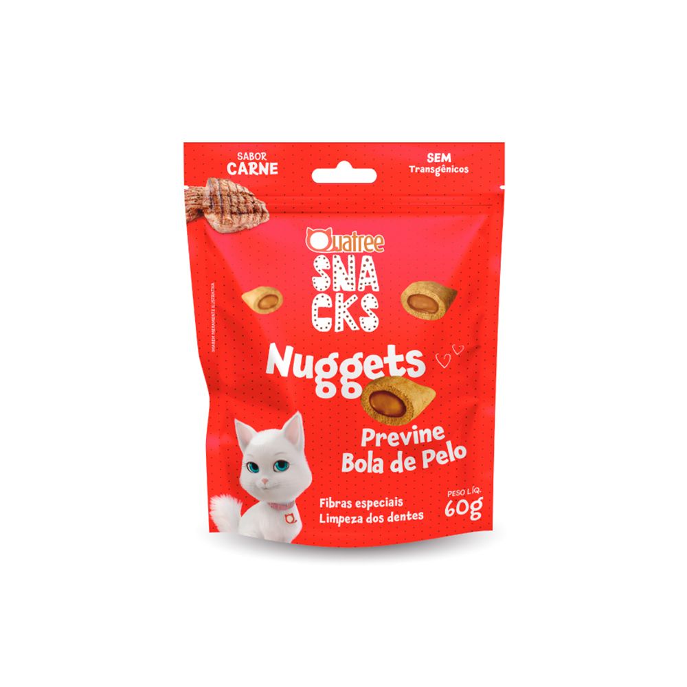 QUATREE SNACKS NUGGETS GATOS BOLA DE PELO CARNE 60G 