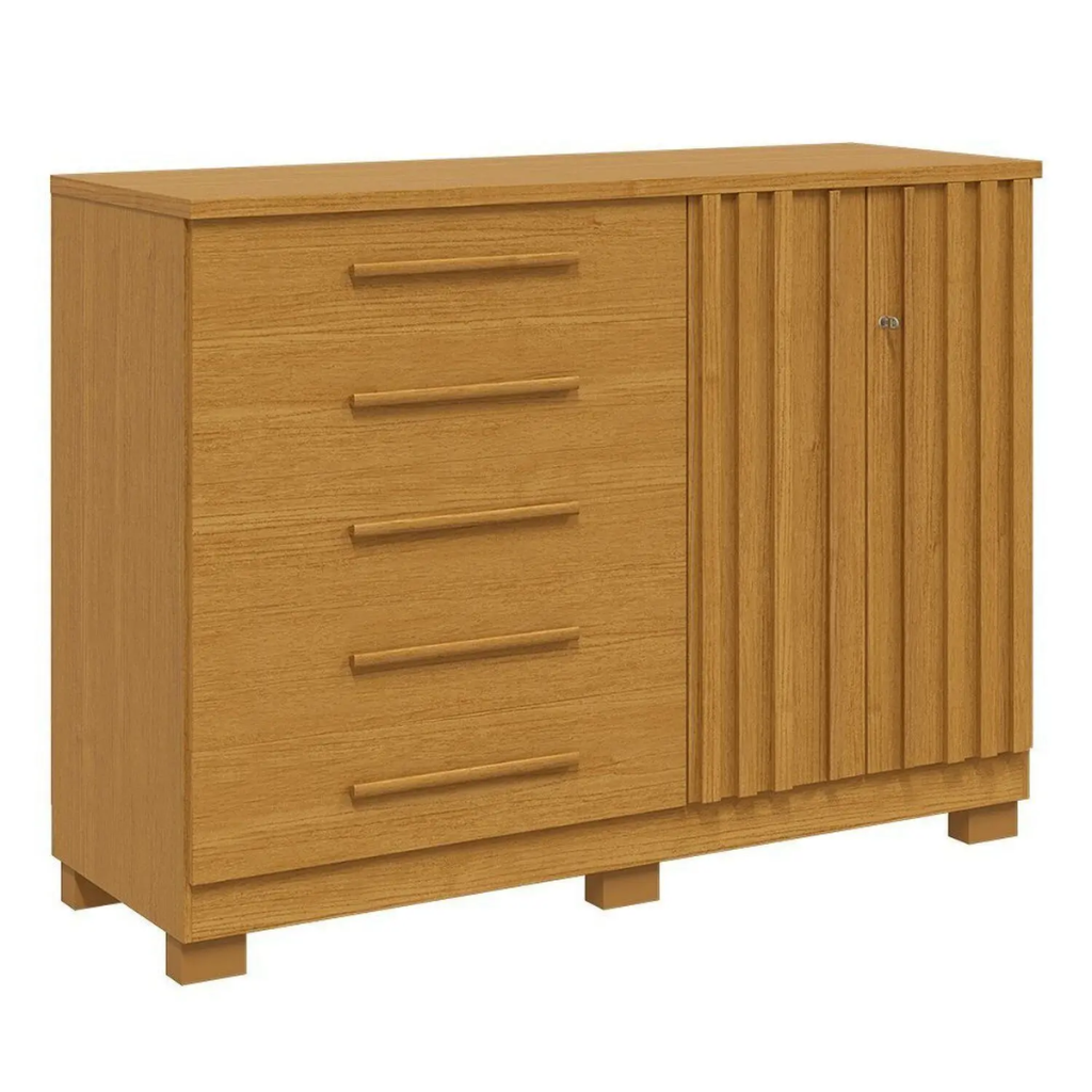 Comoda Acp Bella 5 Gavetas Com Sapateira - Cinamomo