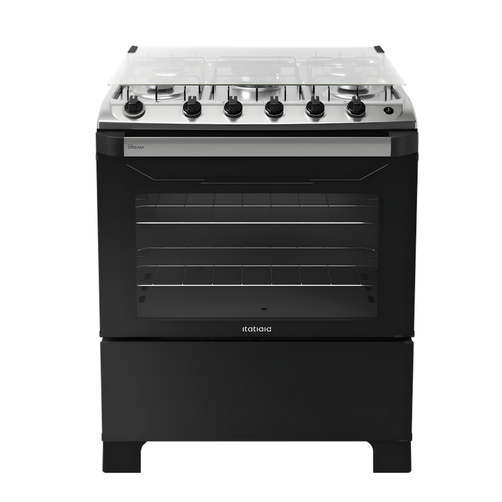 Fogão Itatiaia 5 Bocas New Dream com Tampa de Vidro e Acendimento Automático - Preto