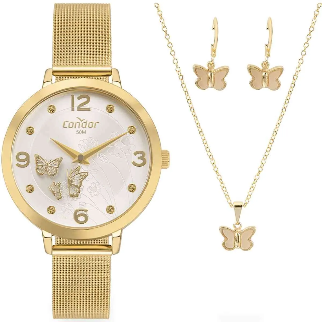 Relogio Condor Analogico/Cx Pulseira de Aco Dourado - (DCRE:23257764)