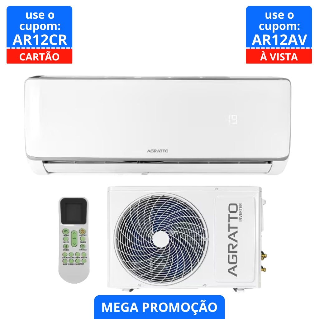Ar-Condicionado Agratto Split Inverter Neo, 12.000 KBTU, Condensadora Quadrada - ICS12F-02
