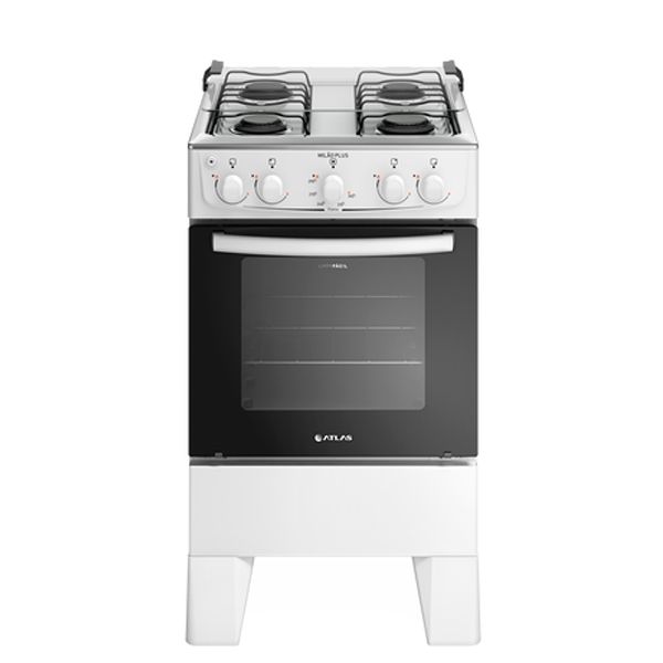 Fogão Atlas Milão Plus 4 Bocas Automático Mesa de Inox Bivolt - Branco