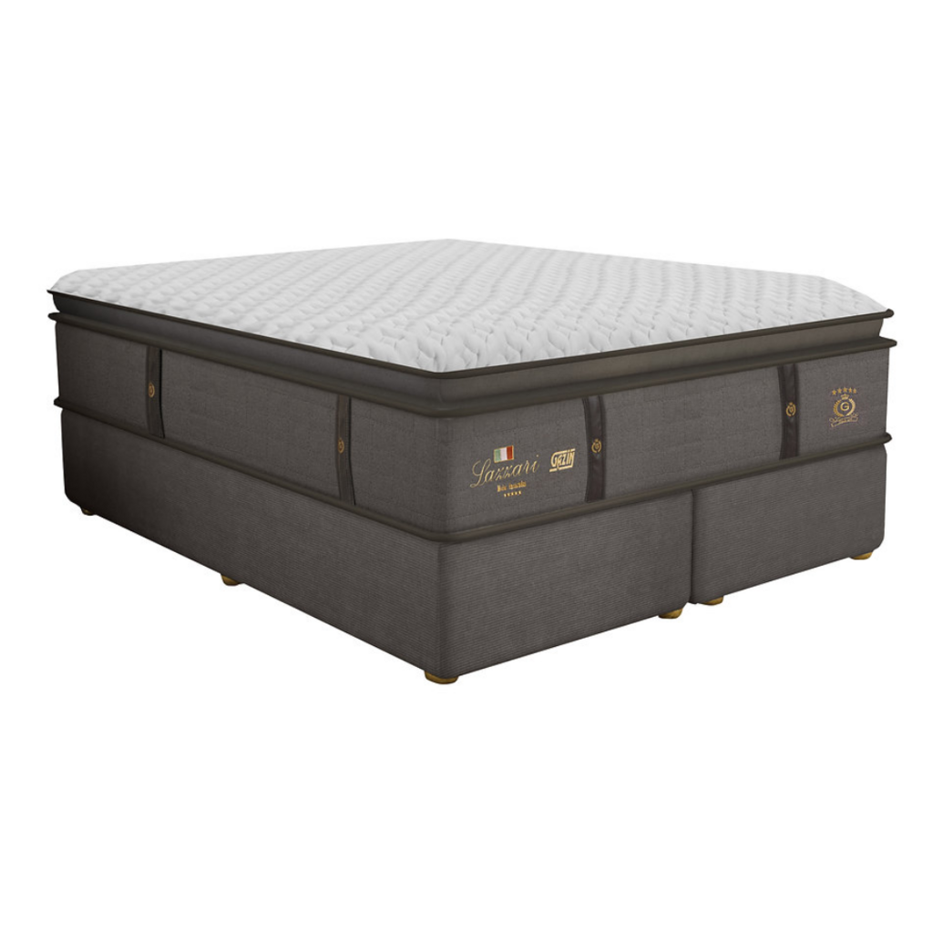Cama Box Lazzari Molejo Queen 1,98x1,58 Molas Ensacadas Linho Chumbo