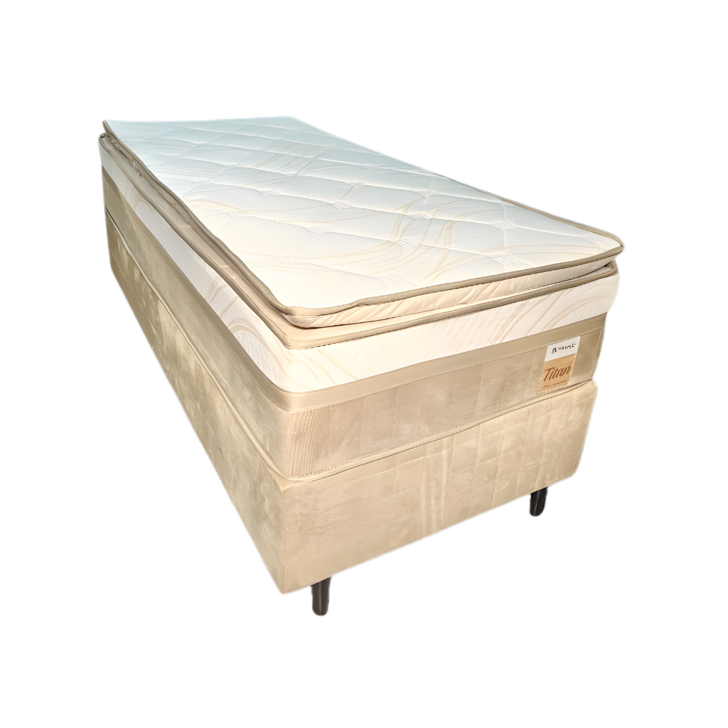 Conjunto Box Titan Solteiro Molas Ensacadas - Altura 0,77 x Largura 0,88 x Profundidade 1,88 Cm