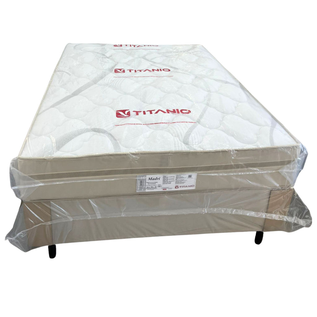 Conjunto Box Titan Madri Molas Ensacadas, Casal - 188x138x54Cm