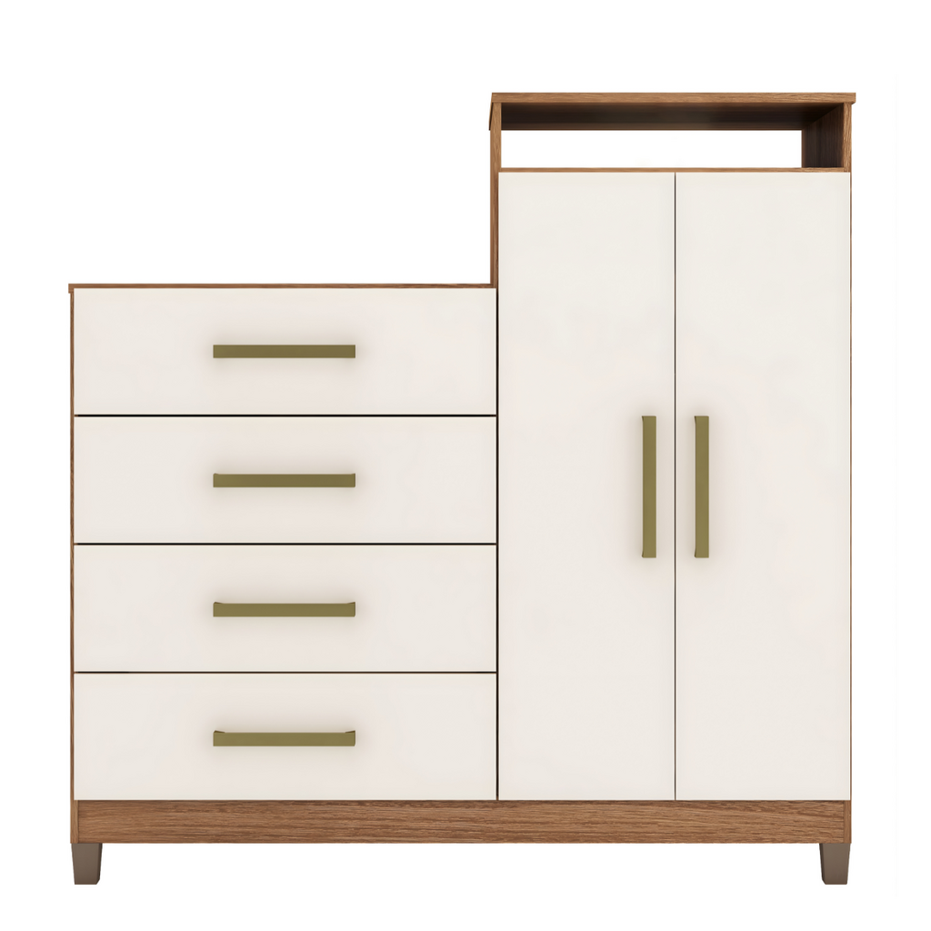 Comoda Demobile Aurea 2 portas e 4 gavetas - Amendola/off-white