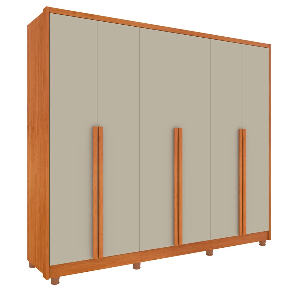 Guarda Roupas/Roupeiro Tcil Realeza 6 Portas Com 8 Pés - Cinamomo/Off White