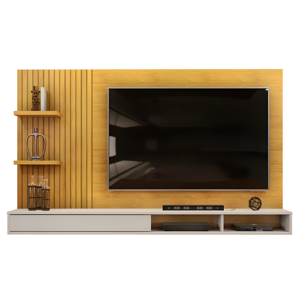 Painel Dj Bento Para TV até 60 Polegadas Ripado com Nichos - Cedro Bali