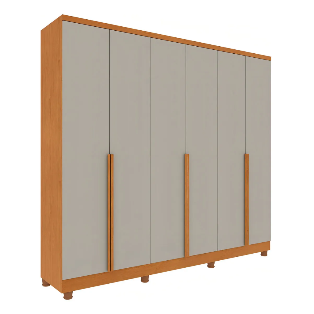 Guarda Roupas/Roupeiro Tcil 6 Portas Cataguases Com Pe - Cinamomo/Off White