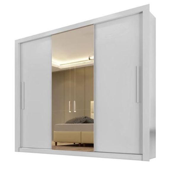 Guarda Roupas/Roupeiro Salleto Panama 3 Portas Com Espelho - Branco