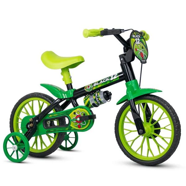 Bicicleta Infantil Nathor Aro 12 - Preto/Verde