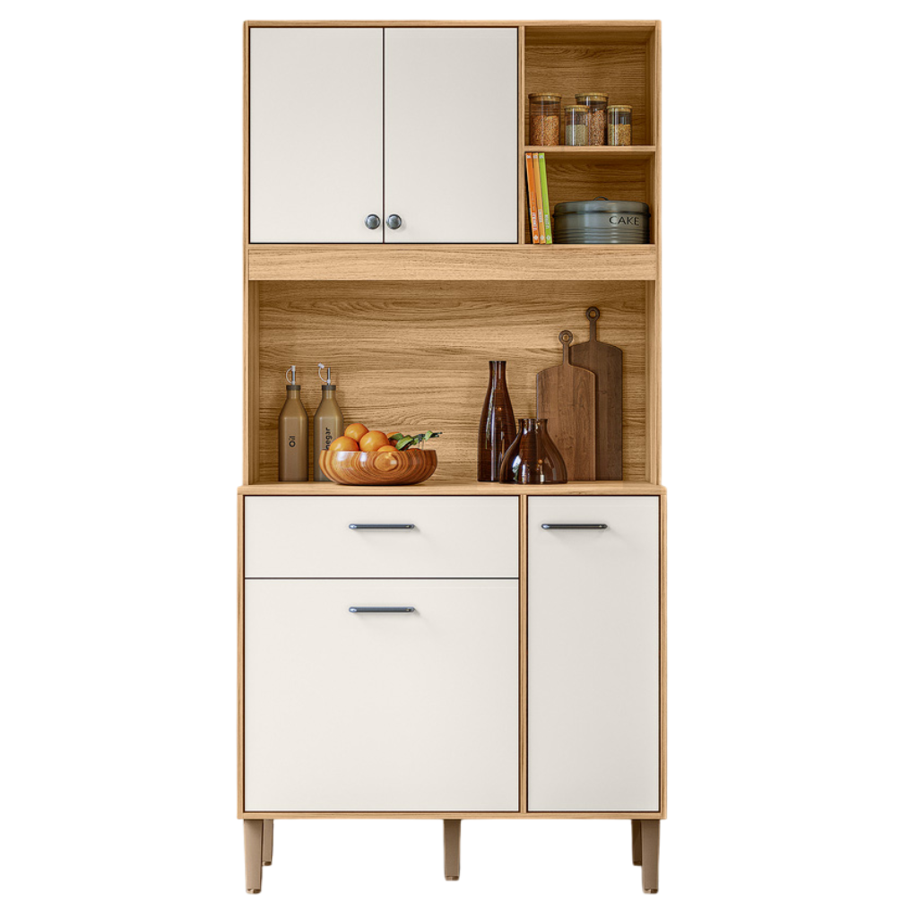 Cozinha Nicioli Erva Doce 90 Freijo/Off White Cristal Pta Fechada