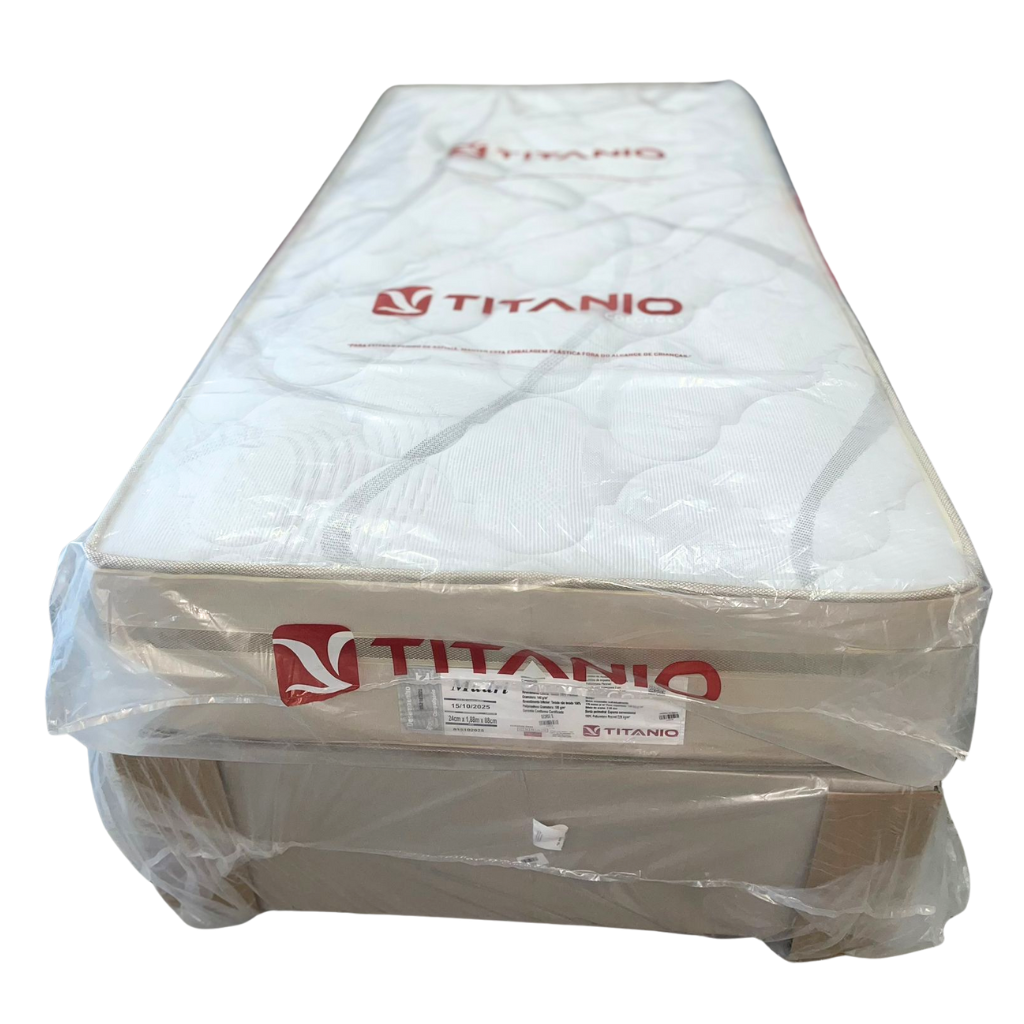 Conjunto Box Titan Madri Molas Ensacadas, Solteiro - 188x88x54cm