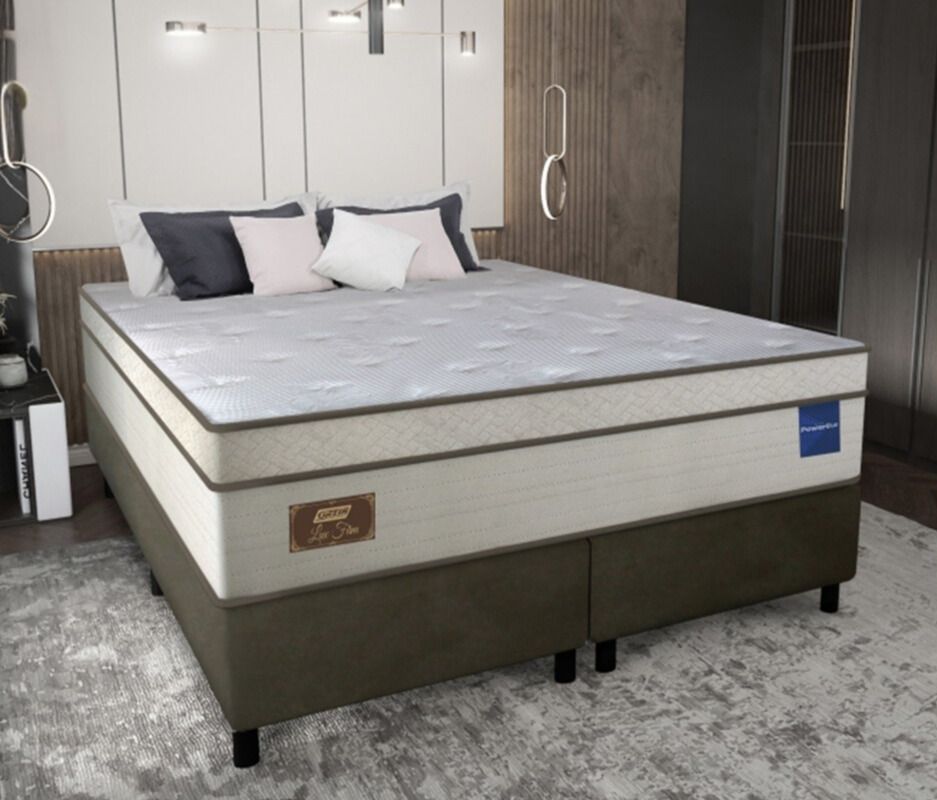 Cama Box Gazin Lux Firm Molejo Casal 1,38 x 1,88 Molas Powerblue Areia