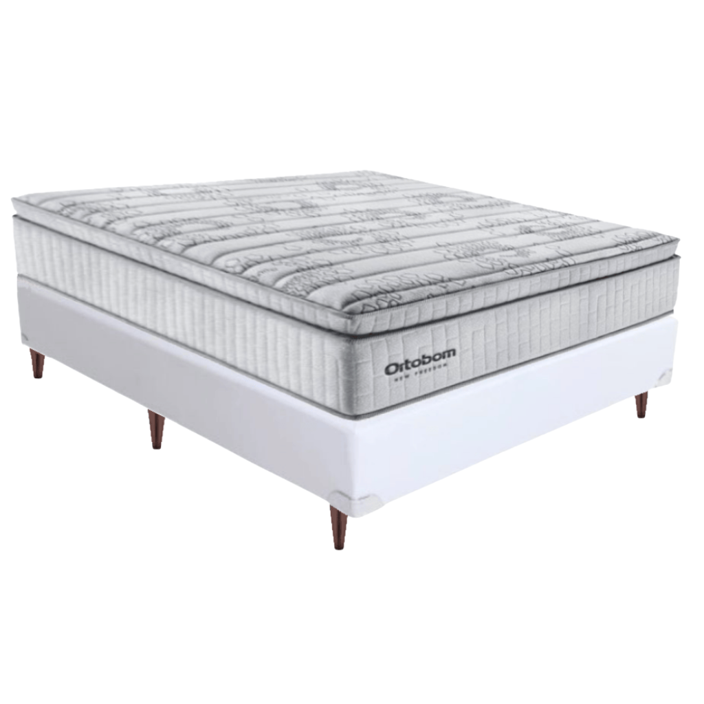 Cama Box Casal + Colchão De Molas Ensacadas - Ortobom - New Freedom 138cm